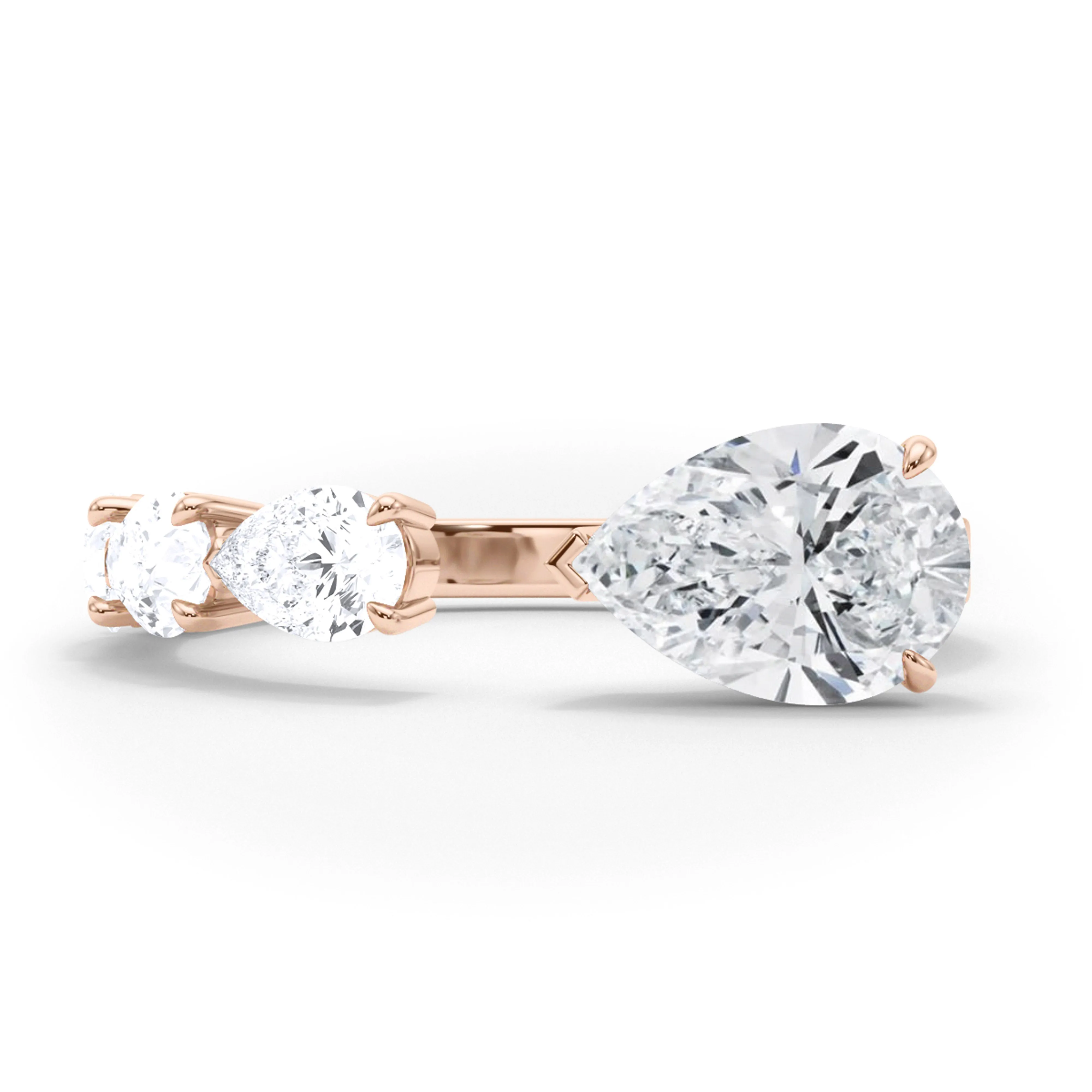 Floating Sideways Pear Cut Diamond Ring