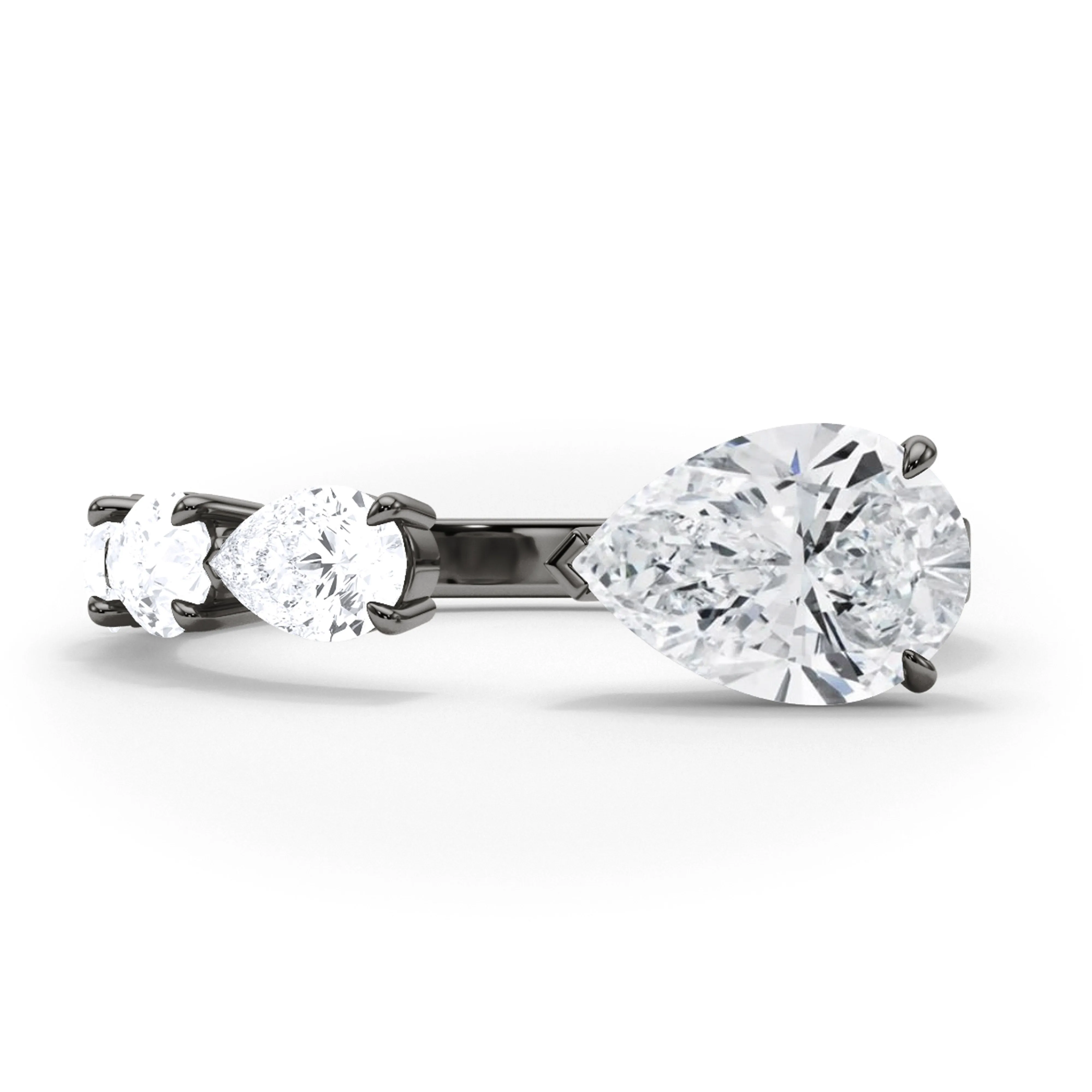 Floating Sideways Pear Cut Diamond Ring