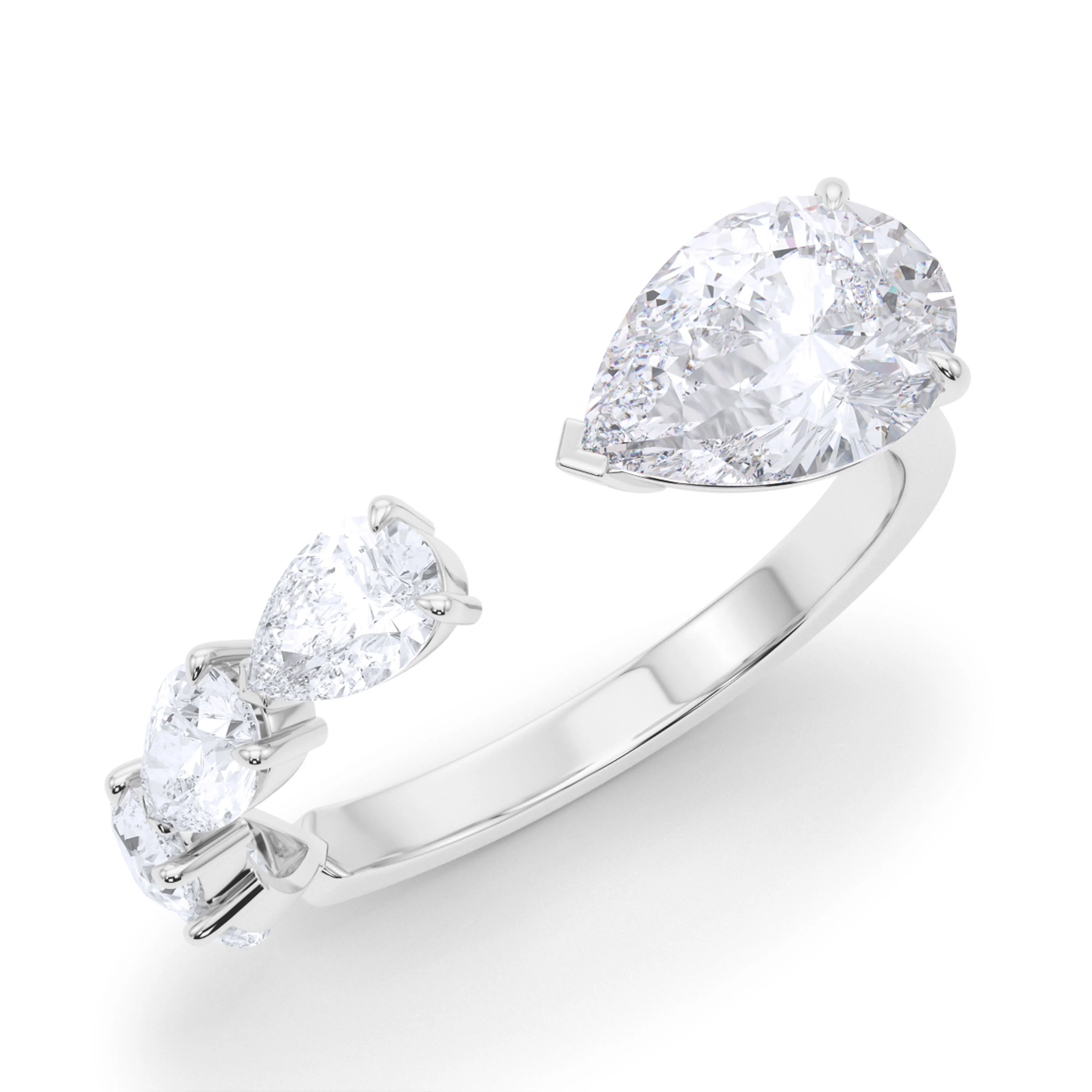 Floating Sideways Pear Cut Diamond Ring