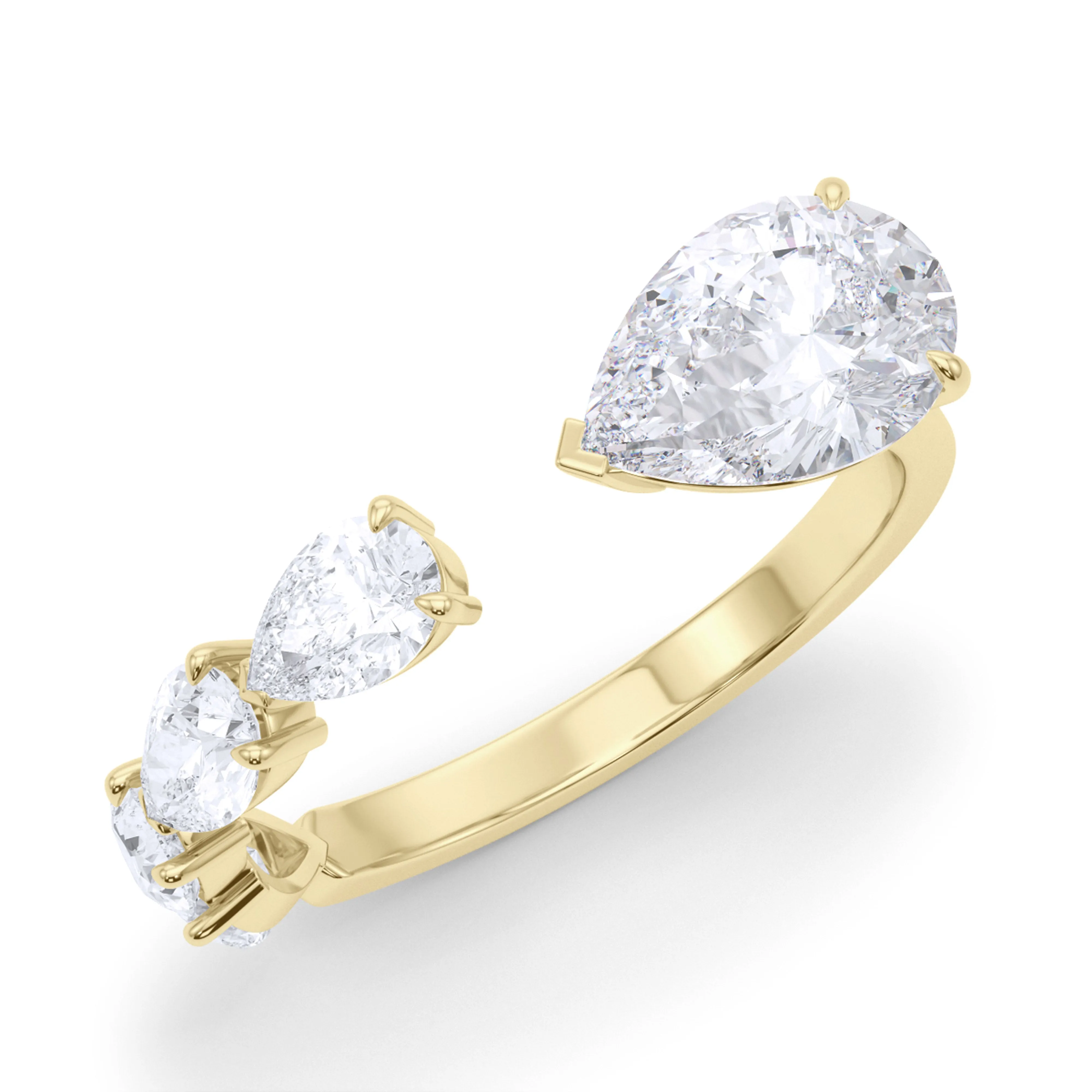 Floating Sideways Pear Cut Diamond Ring