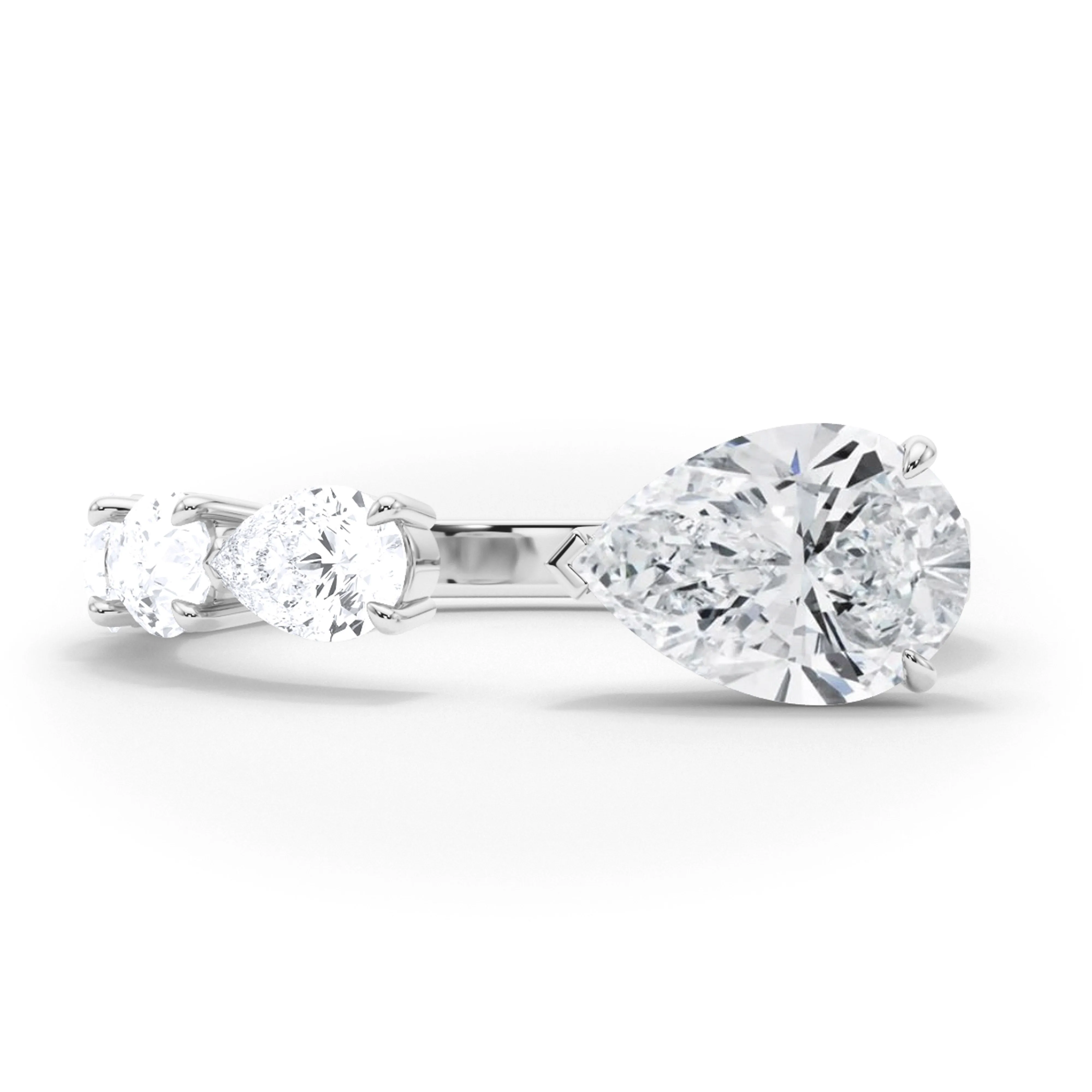 Floating Sideways Pear Cut Diamond Ring