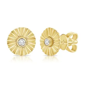 Fluted Diamond Disc Earring