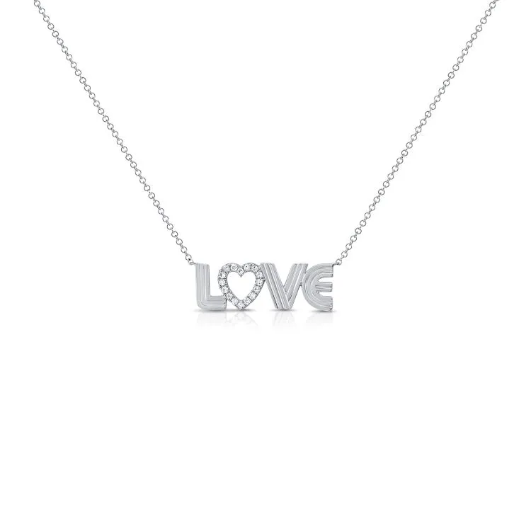 Fluted Diamond LOVE Necklace