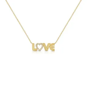 Fluted Diamond LOVE Necklace