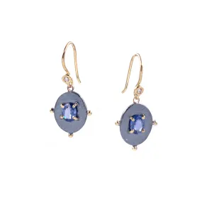 Framed Sapphire Dangle Earrings