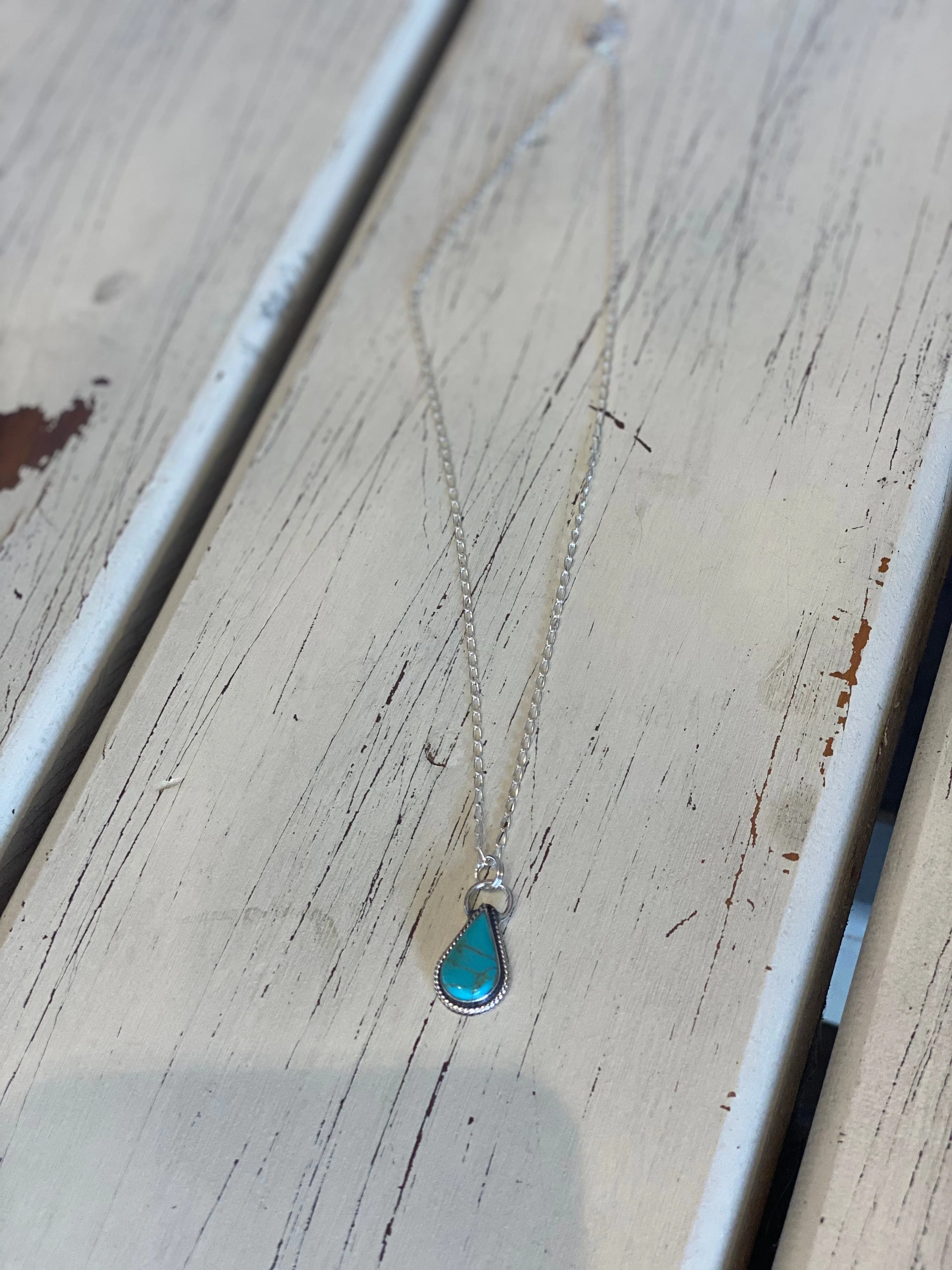 Genuine Howlite White,Black or Turquoise Teardrop Necklace