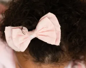 Girls Pink Swiss Dot  Hairbow