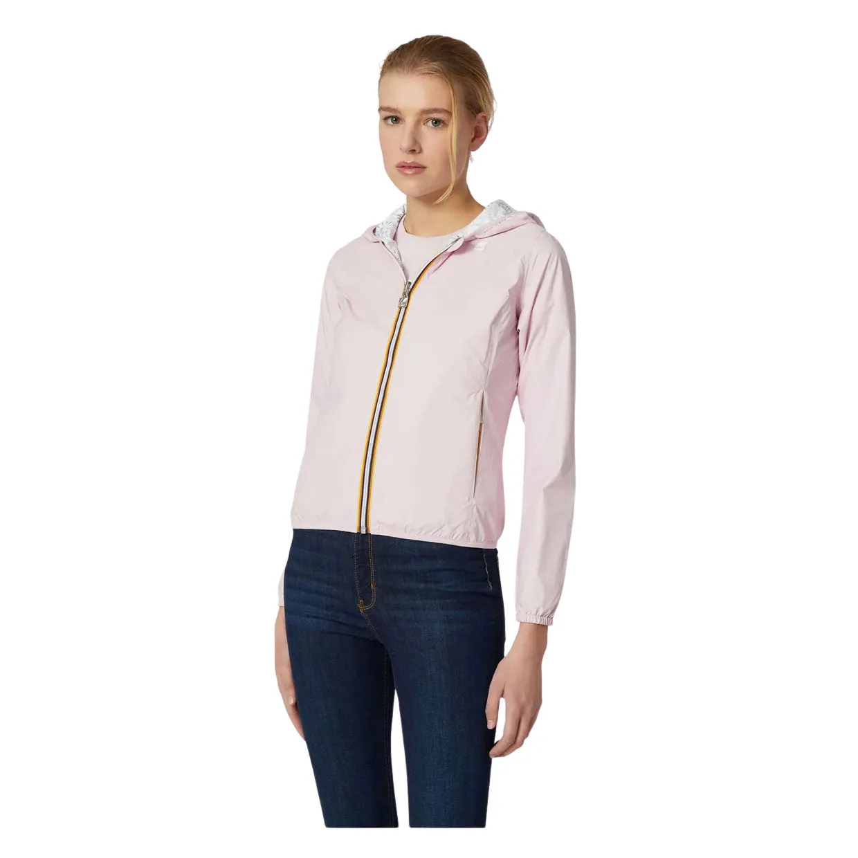 Giubbino Donna K-Way Lily Plus Reversible Graphic Rosa / Bianco