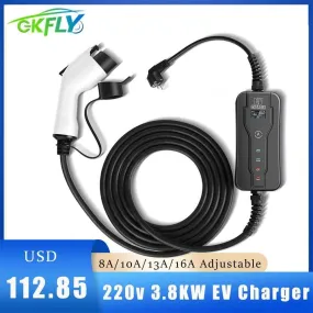 GKFLY Type 1 & Type 2 EV Charger J1772 16A Electric Vehicle Charger Portable Home Use Smart Auto High Quality Charger