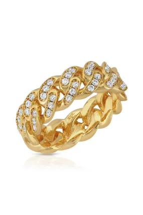 Gold 6Mm Diamond Cuban Ring Size 9