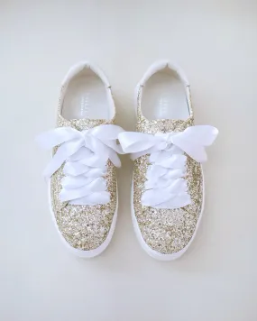 Gold Rock Glitter Wedding Platform Sneakers