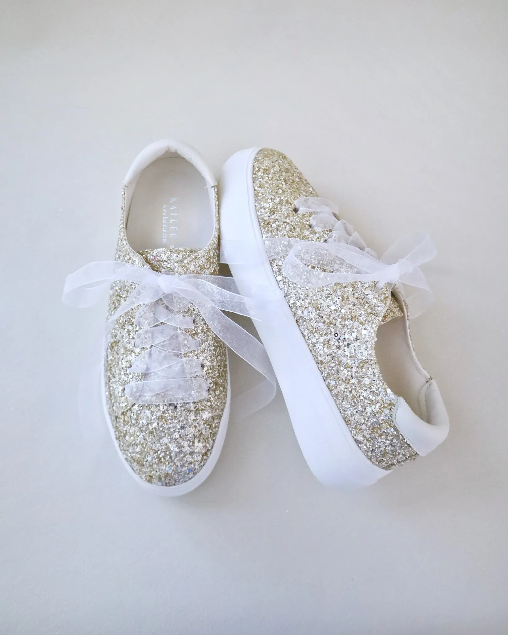 Gold Rock Glitter Wedding Platform Sneakers