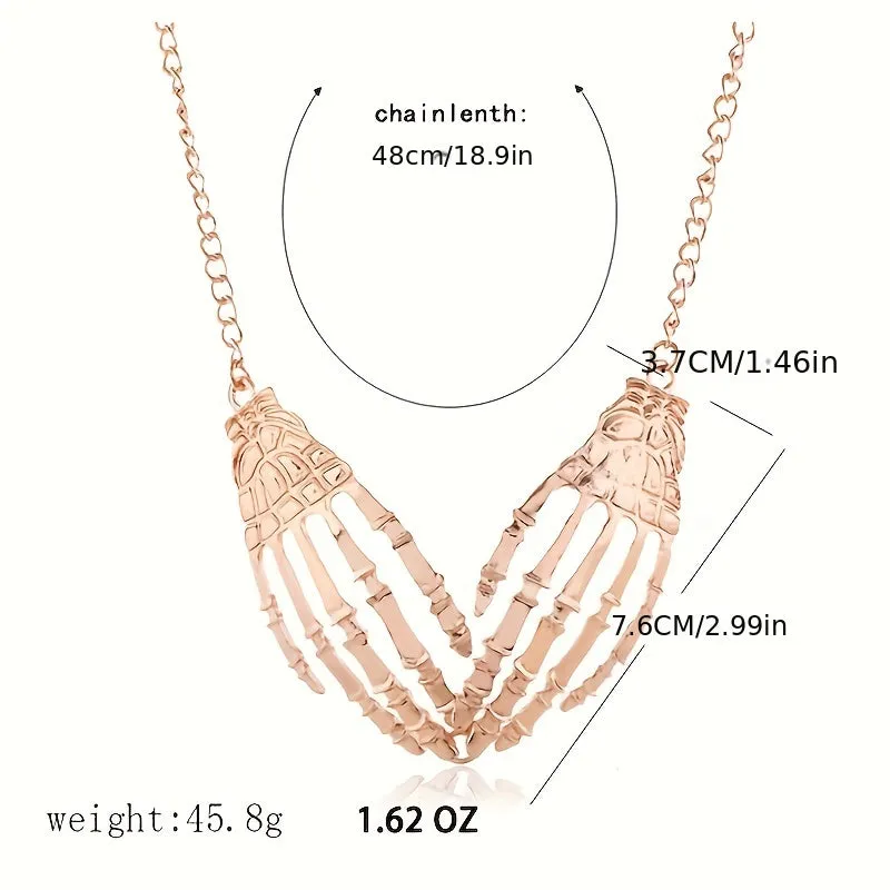 Halloween Exaggerated Hand Claw Necklace Palm Alloy Short Punk Necklace Personality Clavicle Chain LJH21