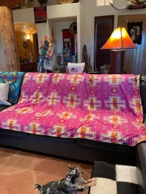 Hot pink aztec trail blanket