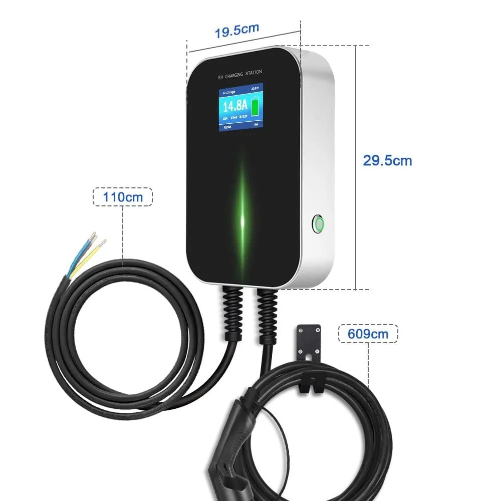 IEVISON 16A 1Phase 3.6KW EV Charger EVSE Wallbox Electric Vehicle Charging Station with Type 2 Plug IEC 62196-2 with 6.1M Cable