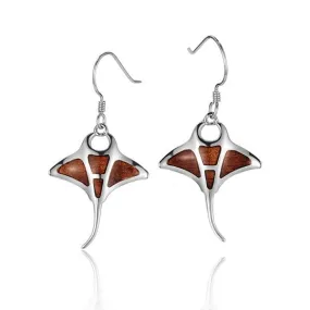 Koa Wood Manta Ray Earrings