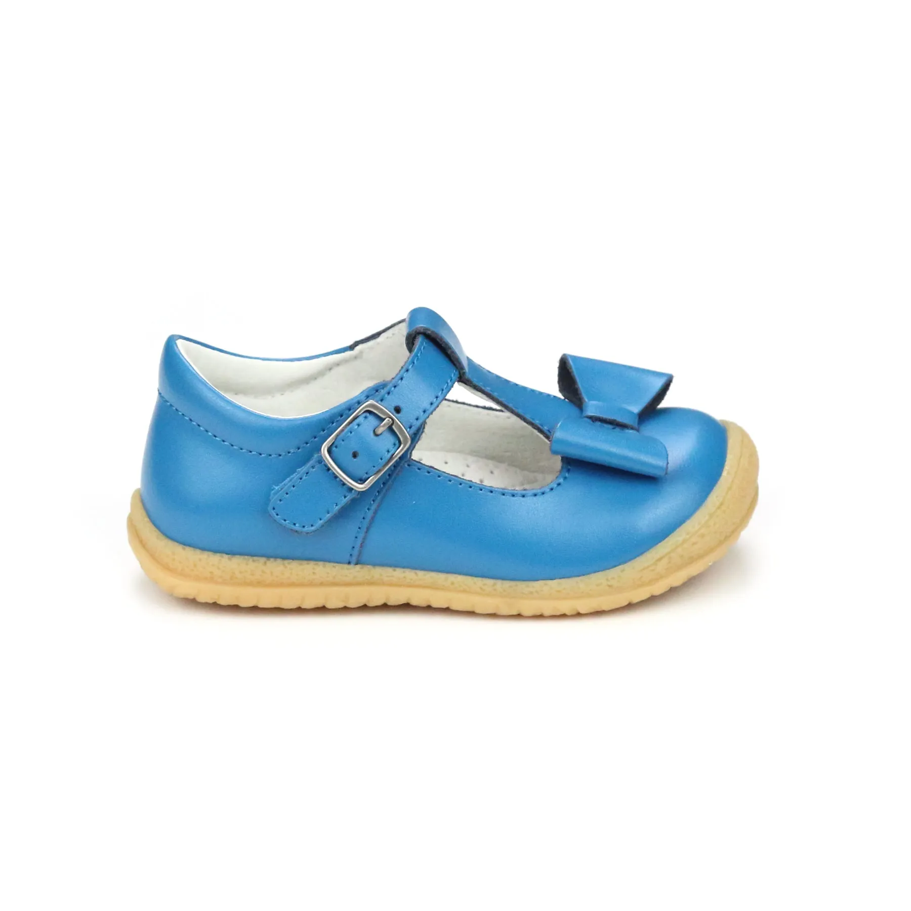 L'Amour Girls Tropical Blue T-Strap Bow Mary Janes