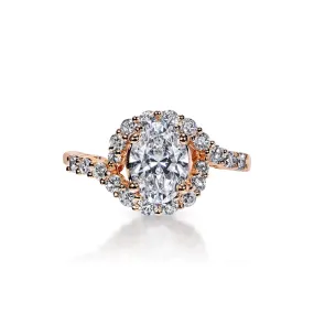 Lata 2 Carat F VS1 Oval Cut Lab Grown Diamond Engagement Ring in 14k Rose Gold. IGI Certified