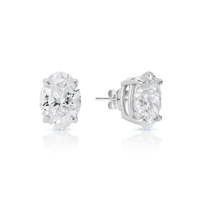 Loretta 4 Carat G VS1 Oval Cut Lab Grown Diamond Stud Earrings in 14k White Gold