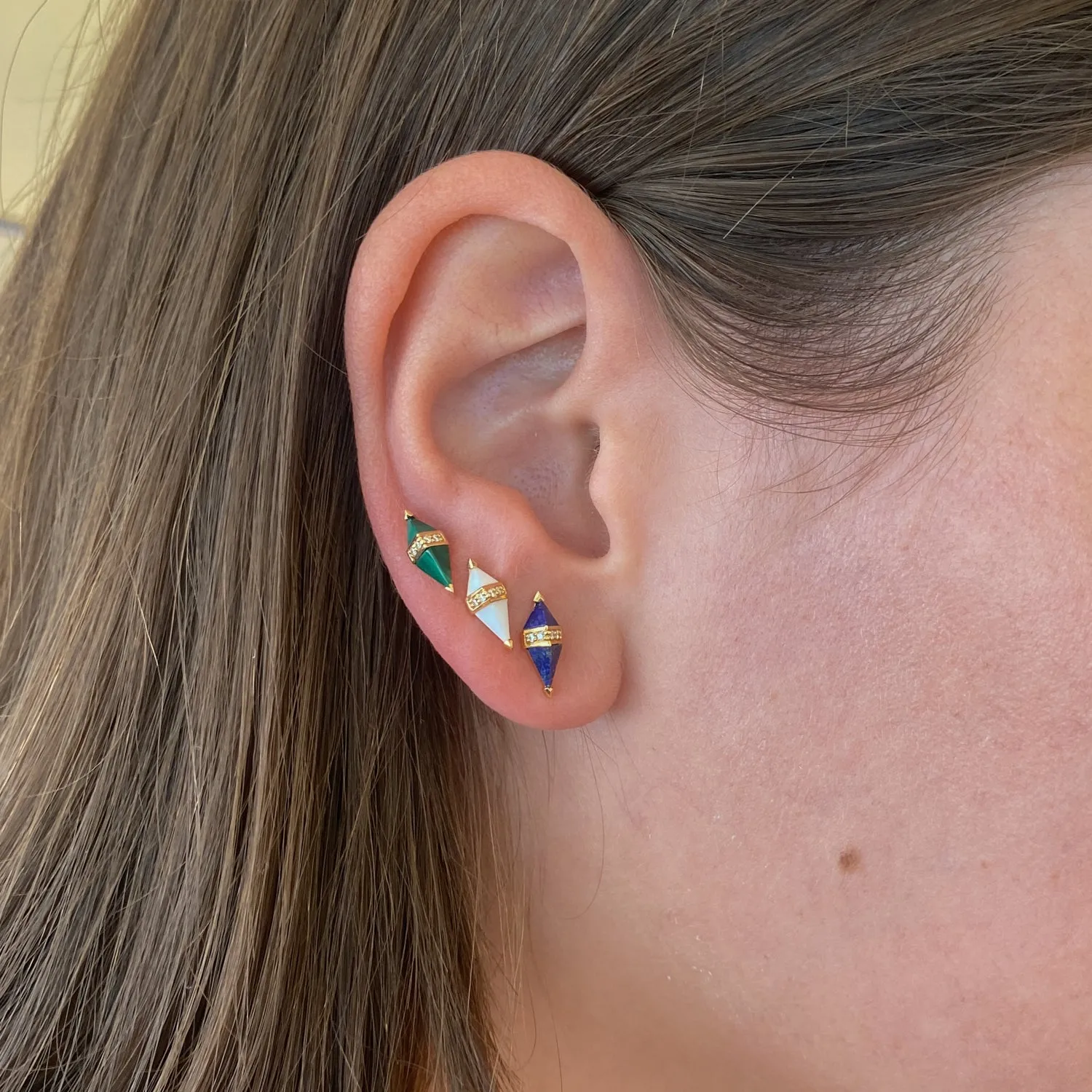 Malachite & Diamond Pietra Studs