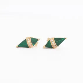 Malachite & Diamond Pietra Studs