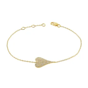 Medium Elongated Pave Heart Bracelet