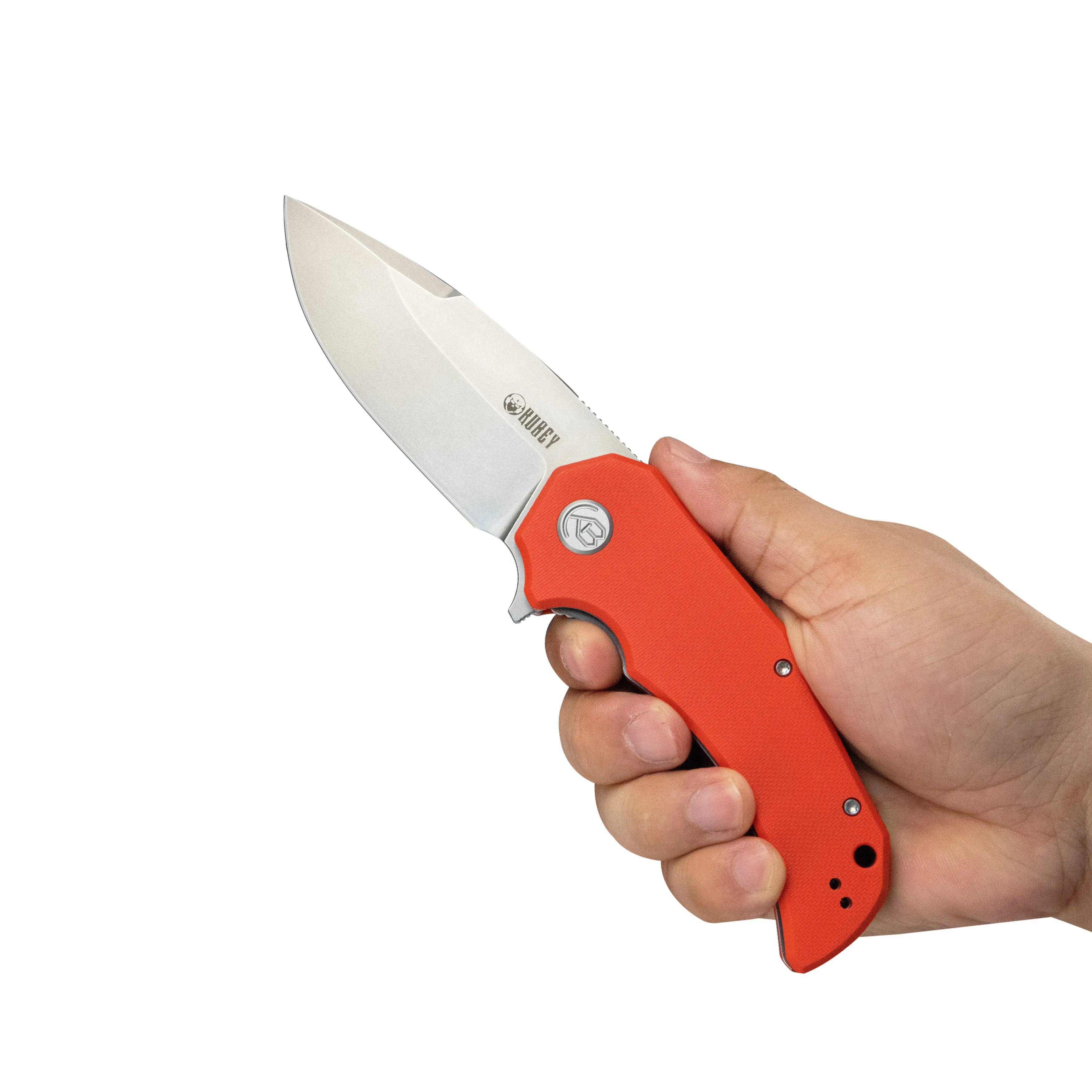 Mikkel Willumsen Design Bravo one Drop Point Outdoor Folding Camping Knife Orange G10 Handle 3.39 Beadblast AUS-10 KU319B