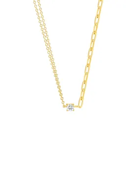 Mixed Chain Diamond Necklace 14K