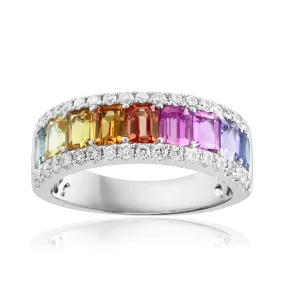 Multi Color Sapphire and Diamond Ring