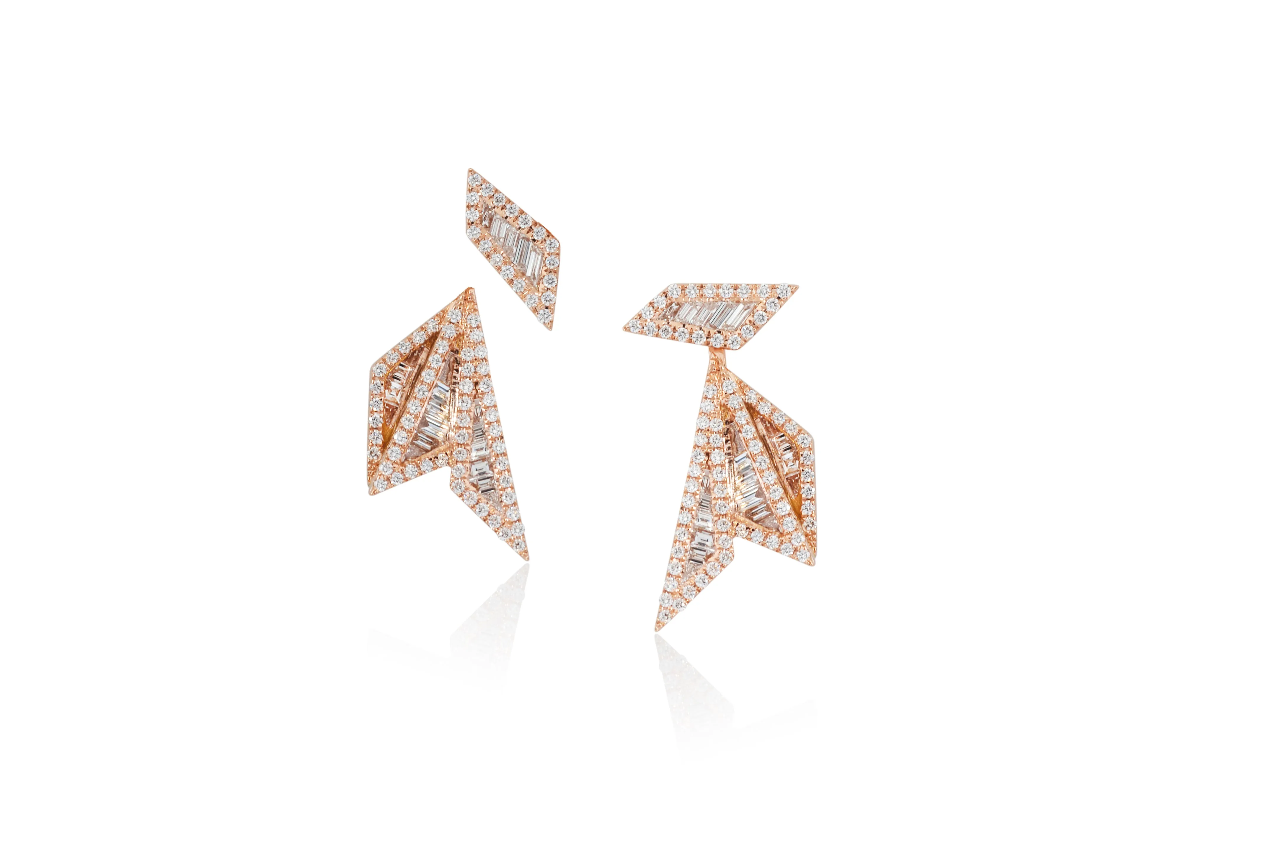 Origami Palm Leaf Diamond Earrings