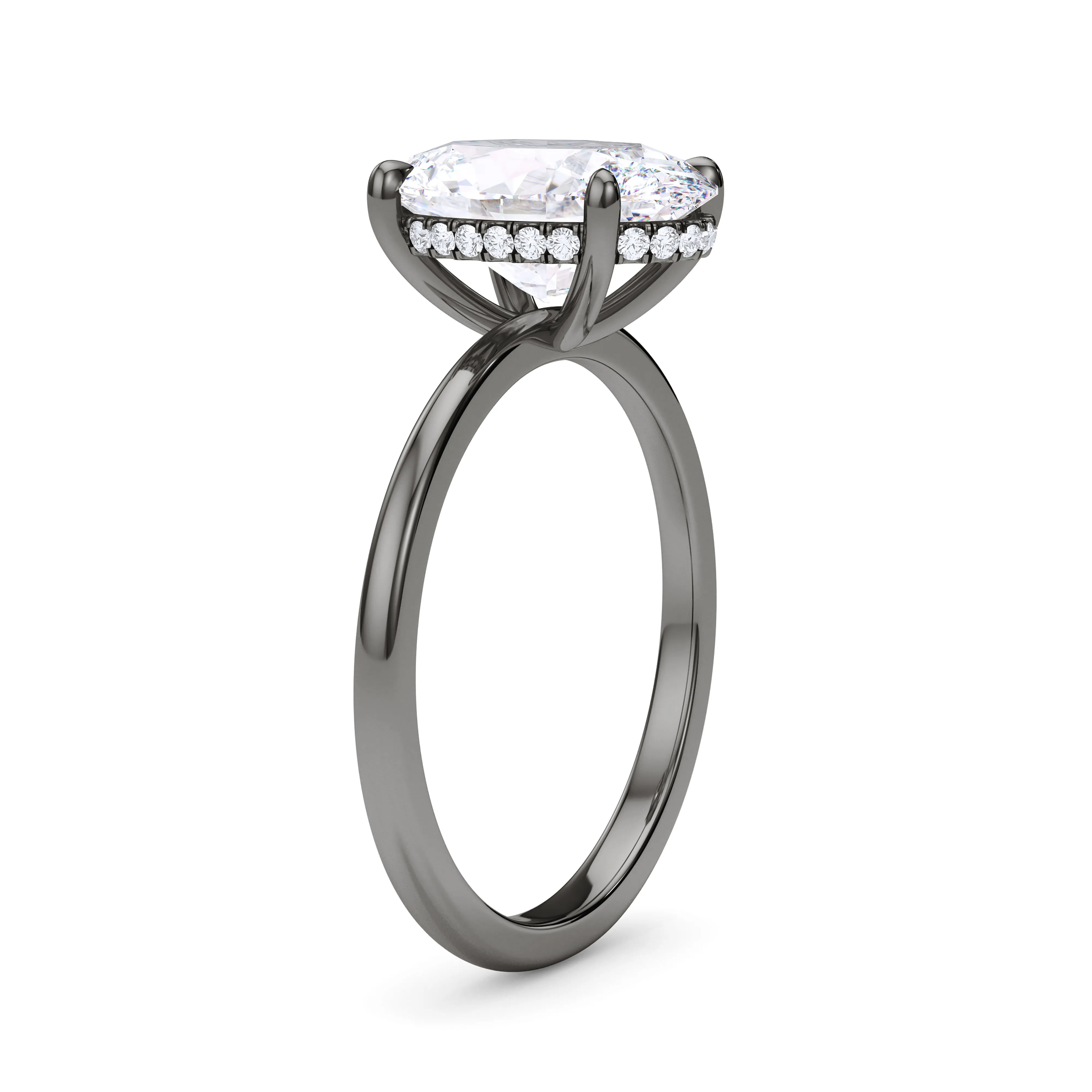 Oval Cut Hidden Halo Diamond Ring