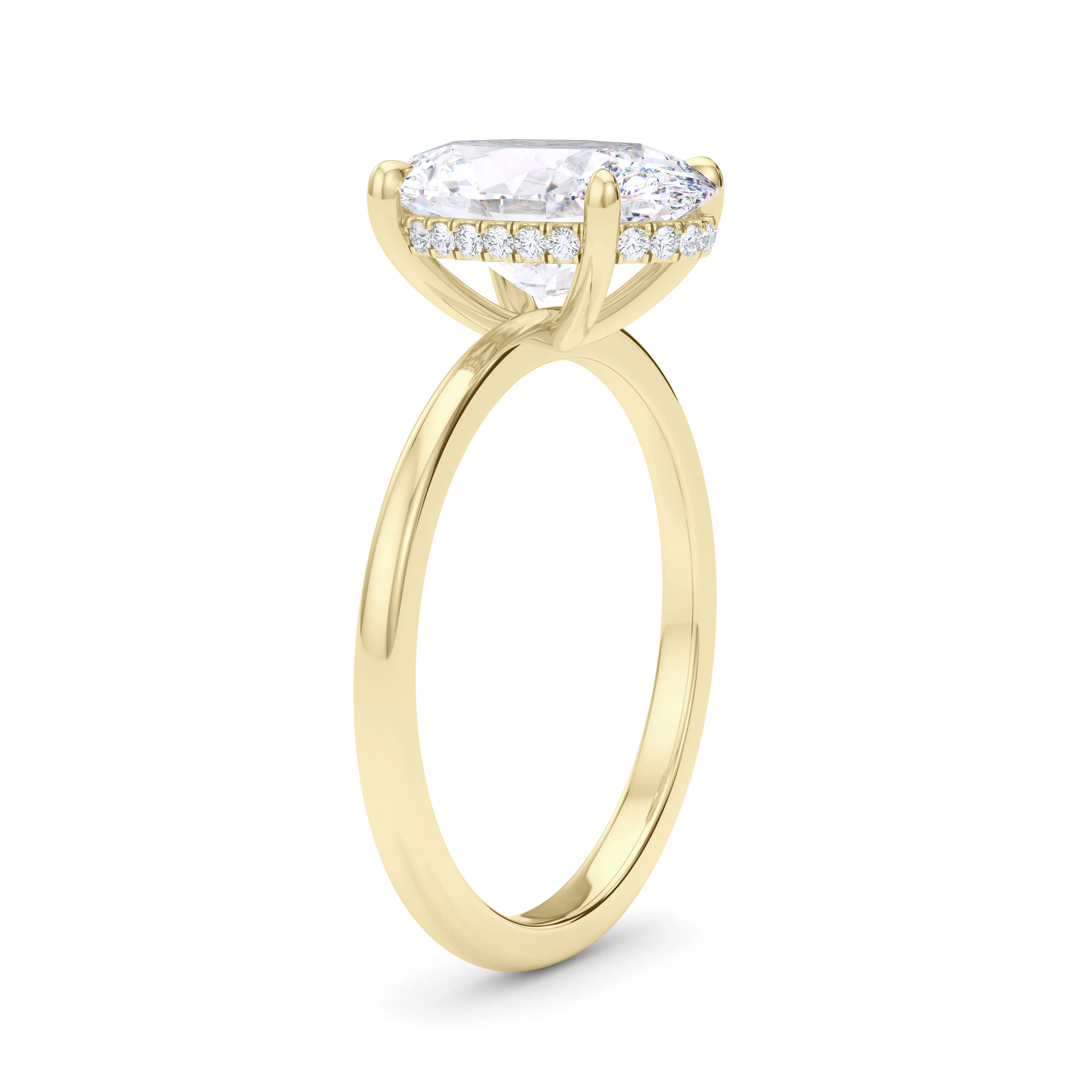 Oval Cut Hidden Halo Diamond Ring