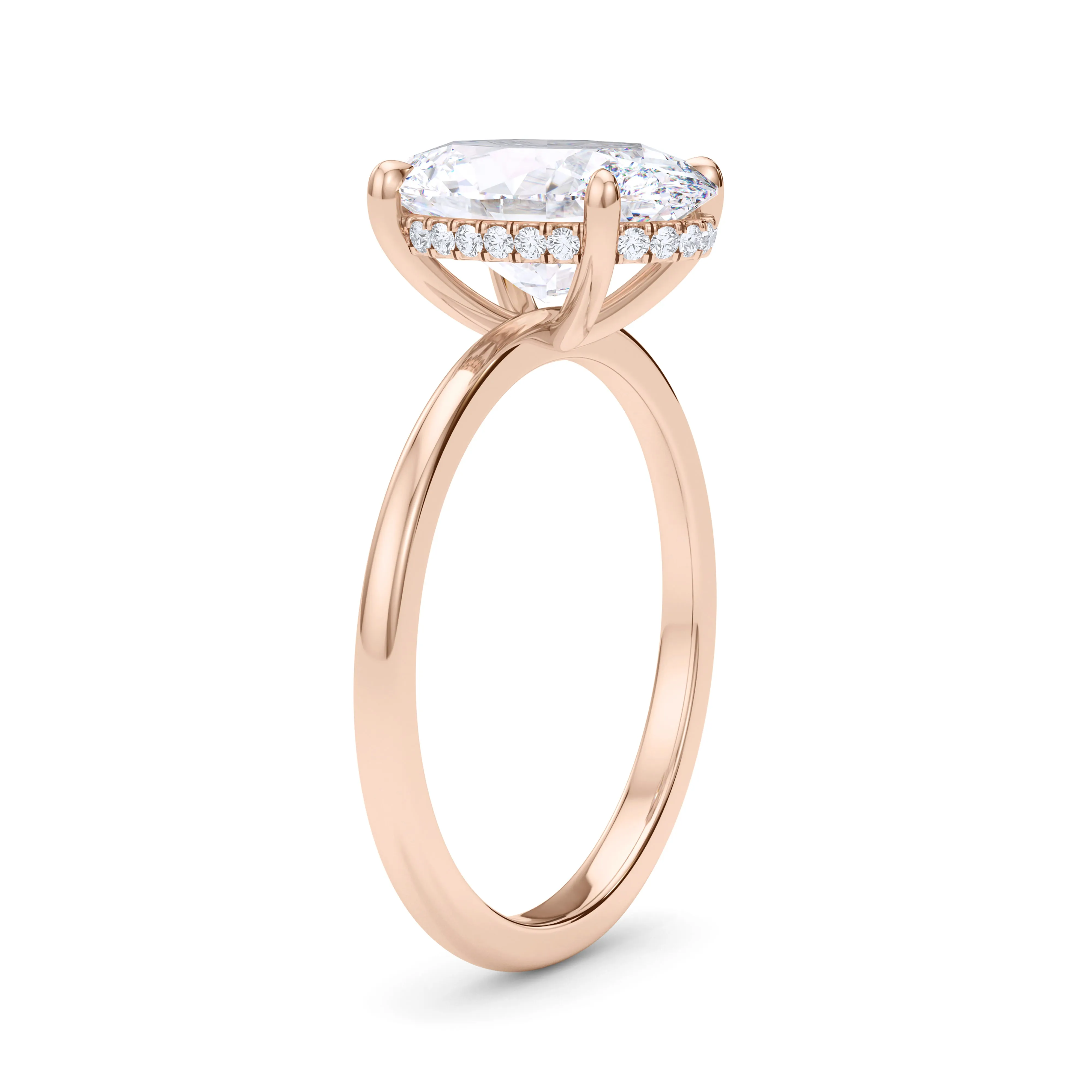 Oval Cut Hidden Halo Diamond Ring