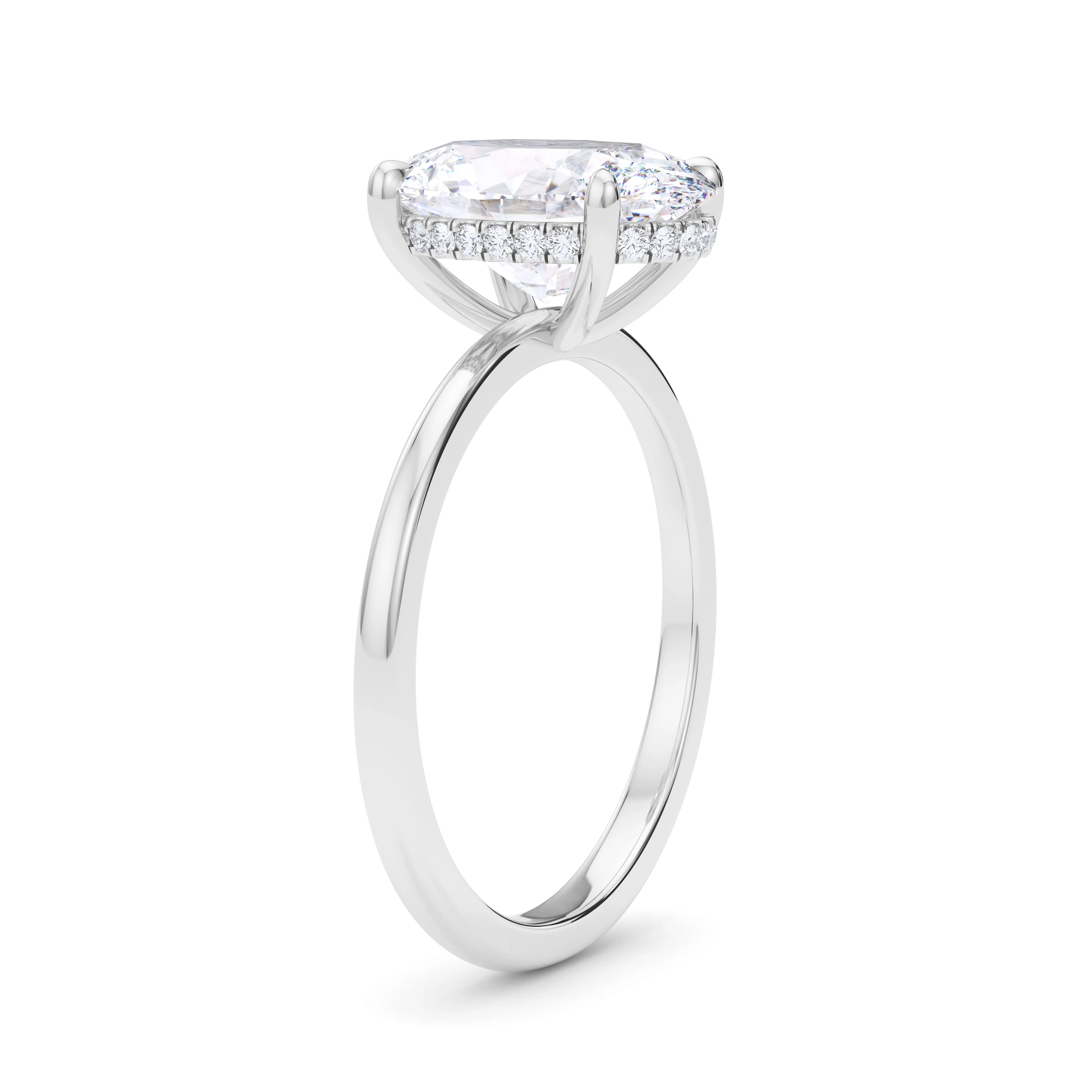 Oval Cut Hidden Halo Diamond Ring