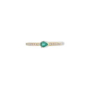 Pear Shaped Emerald and Diamond Ring