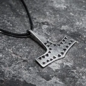 Pewter Danish Hammered Mjolnir Necklace - Handcrafted in the UK