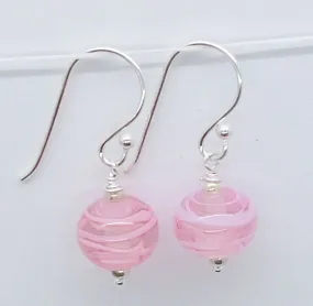 pink ribbon mini bead earrings