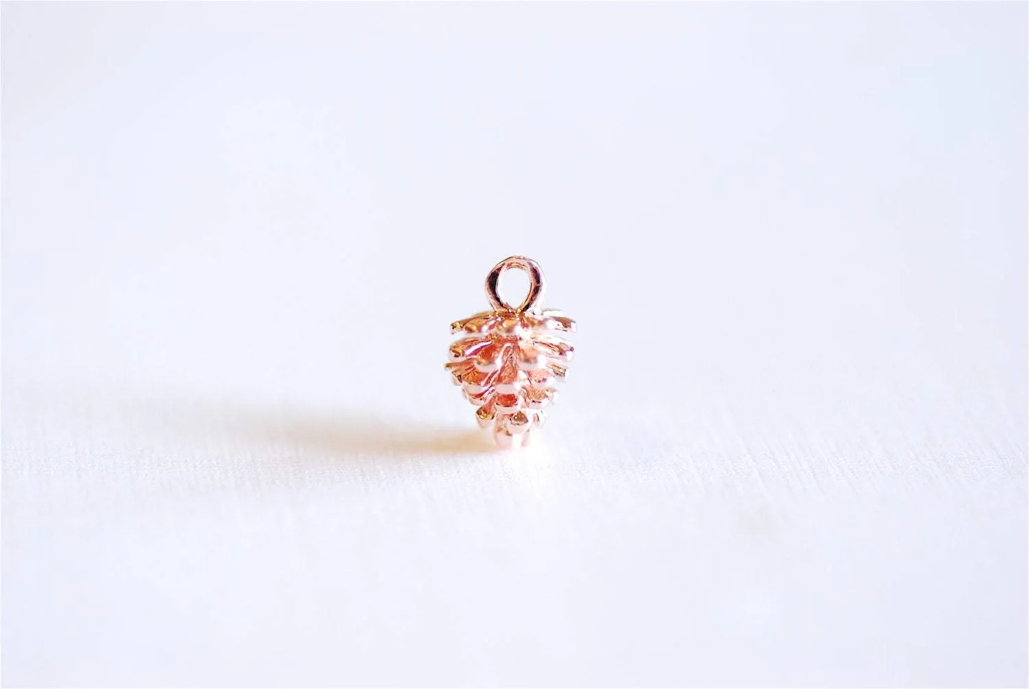 Pink Rose Wholesale Gold Vermeil Pinecone Charm- 18k gold over Sterling Silver Pine Cone Pendant, Small Conifer Tree Charm, Nature Forest Woodland,290