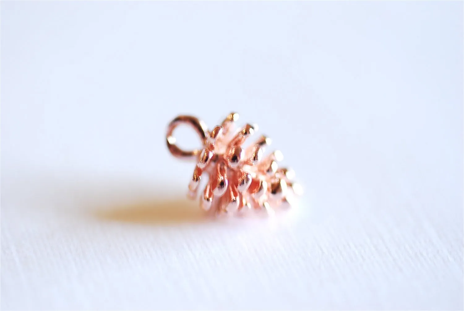 Pink Rose Wholesale Gold Vermeil Pinecone Charm- 18k gold over Sterling Silver Pine Cone Pendant, Small Conifer Tree Charm, Nature Forest Woodland,290