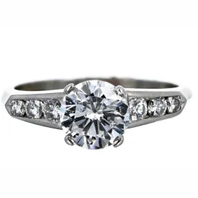 Platinum 1.36 Carat Round Brilliant Diamond Engagement Ring GIA Certified