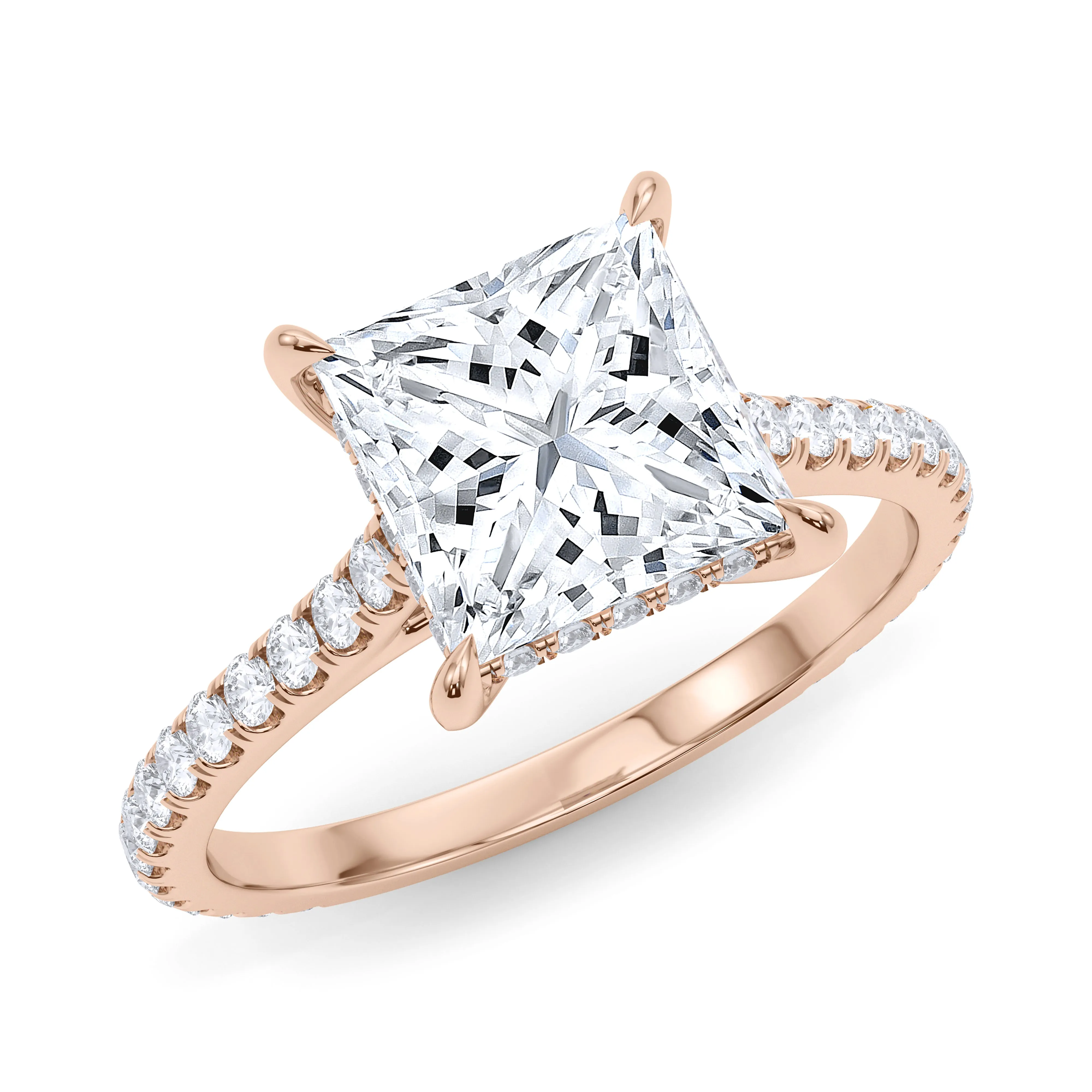 Princess Cut Pave Diamond Ring