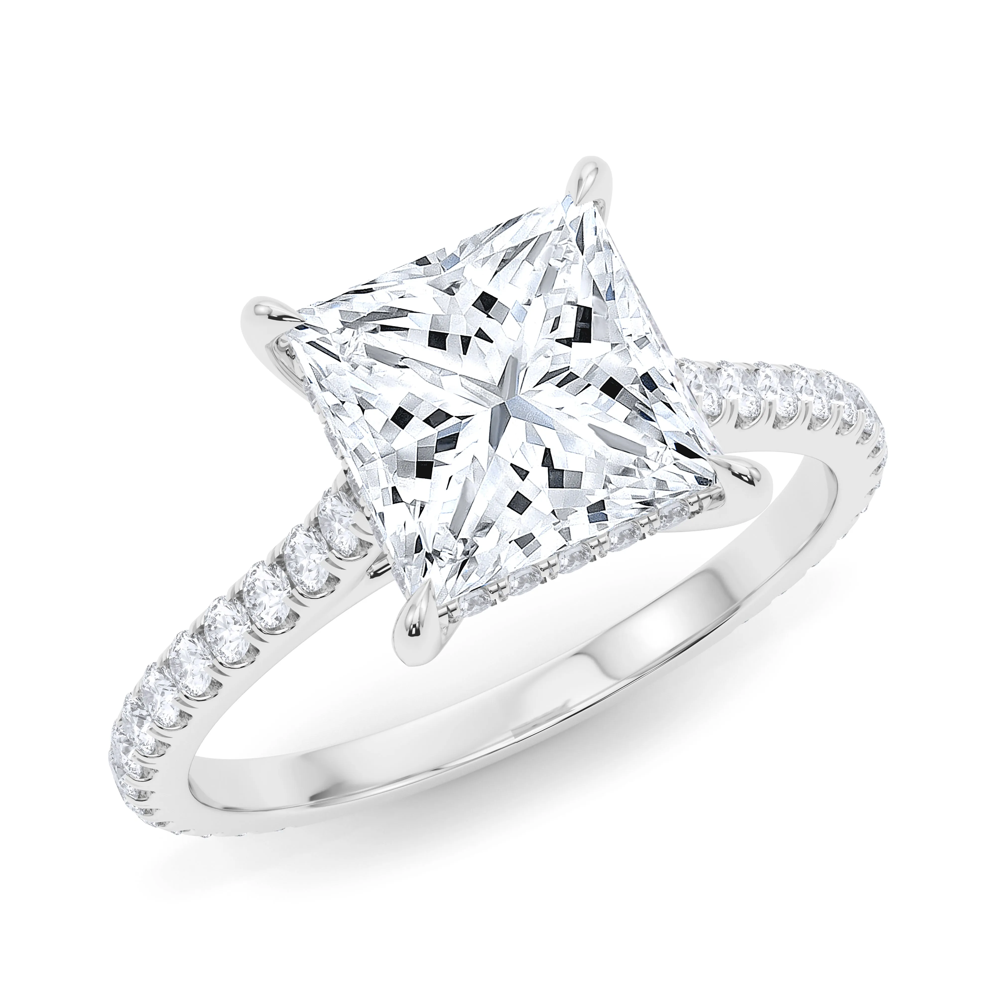 Princess Cut Pave Diamond Ring