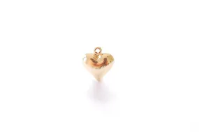 Puffy Heart Wholesale Charm - 16K Gold Plated over Brass | Round 3D Love Heart Pendant HarperCrown B309