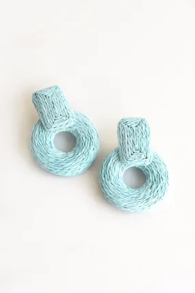 RAFFIA KNOCKER EARRINGS -BLUE