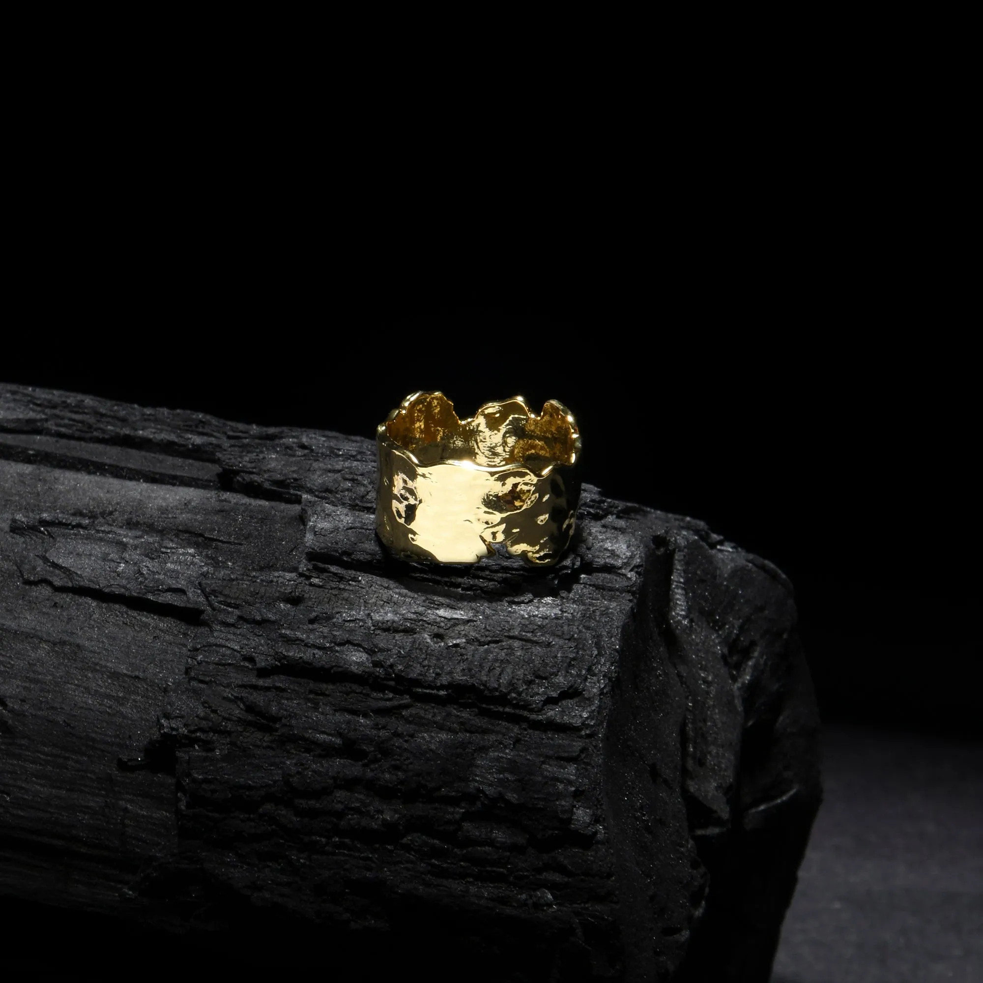 Real Gold Plated Z  Gold Molten Ring-Large