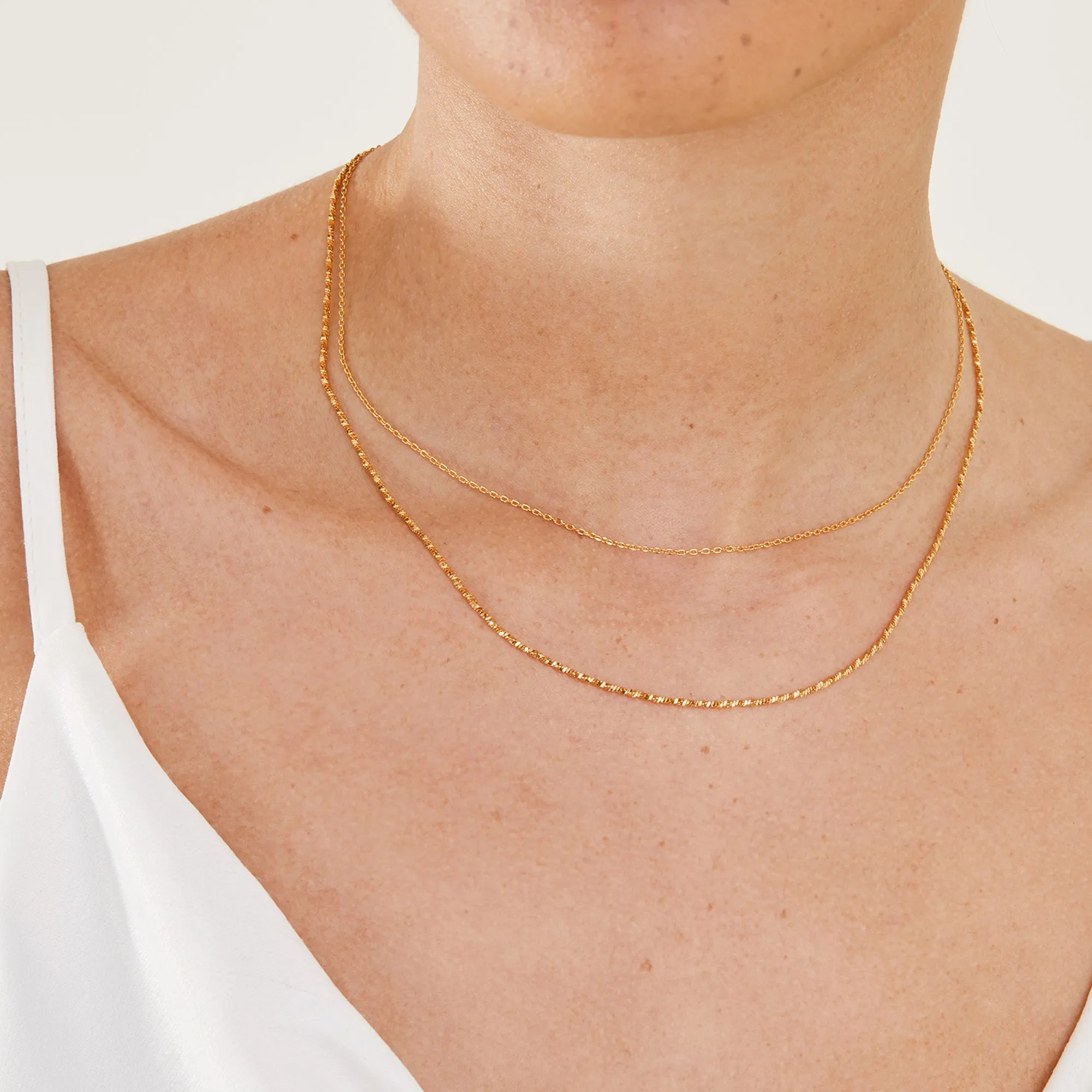 Real Gold-Plated Z  Sparkle Chain Layered Necklace