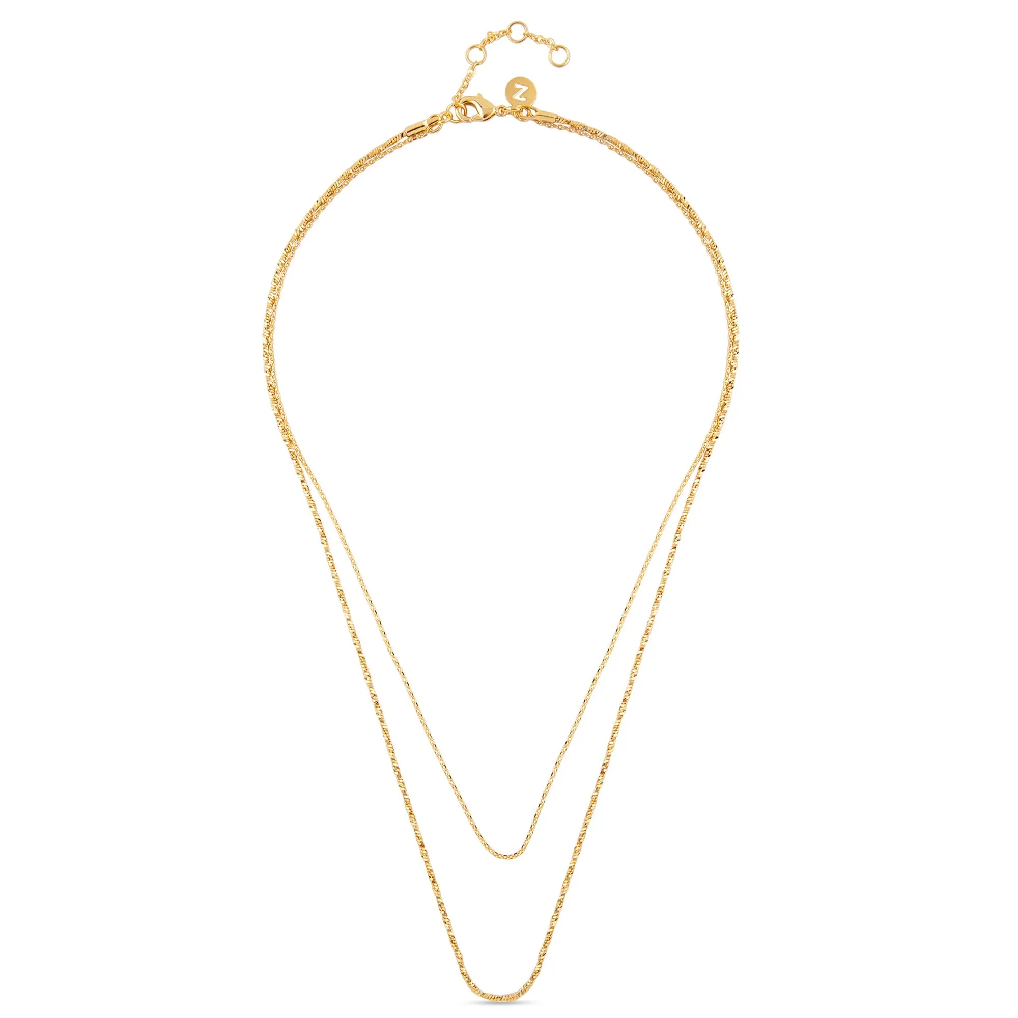 Real Gold-Plated Z  Sparkle Chain Layered Necklace