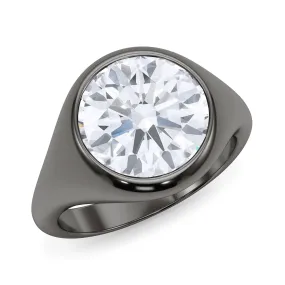 Round Cut Diamond Cigar bezel Ring