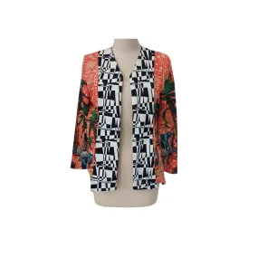 Sania Maskatiya Orange Multi-coloured Printed Silk Short Jacket | Gently Used |