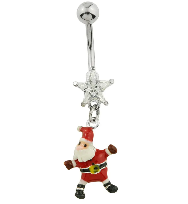 Santa Claus Dangle Star CZ Stainless Steel Belly Button Ring